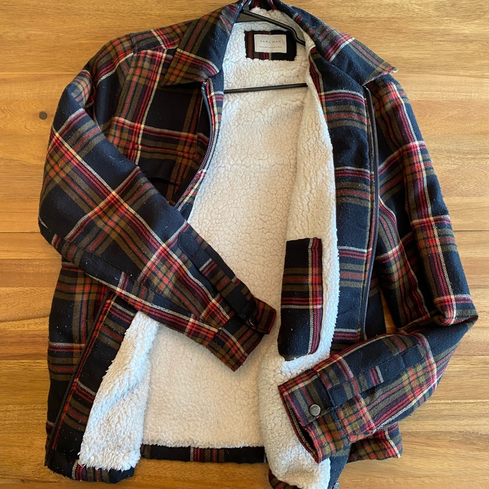 Plaid Shearling Jacket